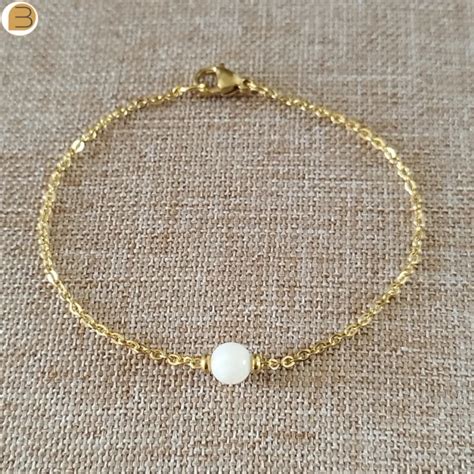 Bracelet Acier Dor Et Aigue Marine Bijoutissimo