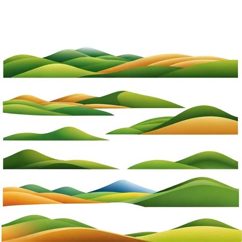 Rolling Hills Vector Set White Background Isolated A High Qua Premium