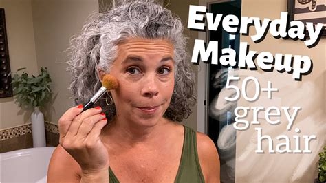 My Everyday Makeup Routine Makeup Over 50 With Grey Hair Youtube