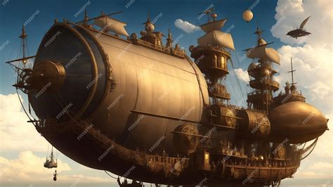 Premium AI Image | A steampunk airship