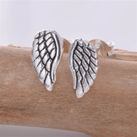 Angel Wings Silver Stud Earrings Imaginarium Glastonbury