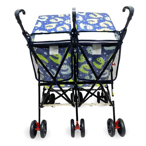 Side by Side Double Stroller For Twins - Blue Umbrella Stroller ...