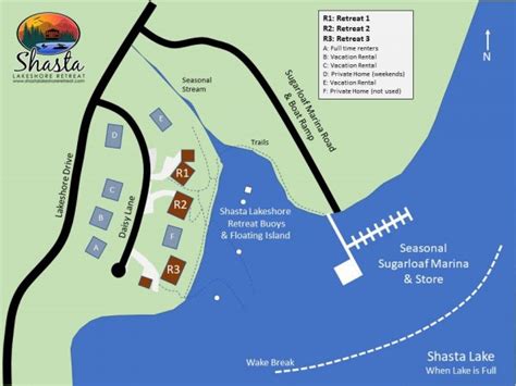 Shasta Lake Map - Three Versions Available - Ramps, Marinas, Rentals