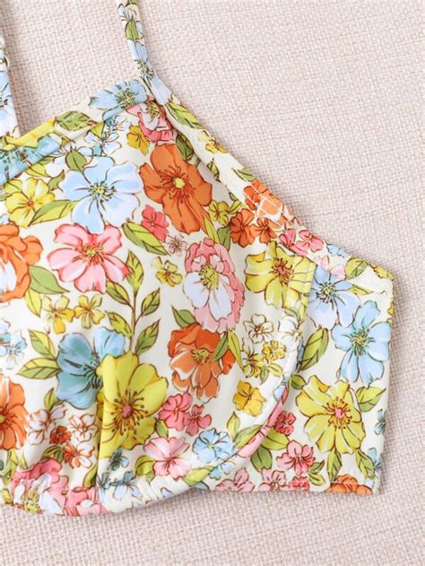 Romwe Hippie Floral Push Up Bikini Top Shein Usa