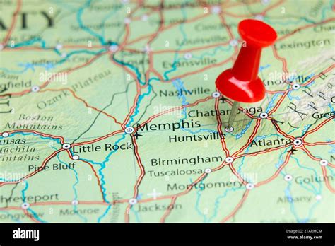 Huntsville Alabama Pin On Map Stock Photo Alamy