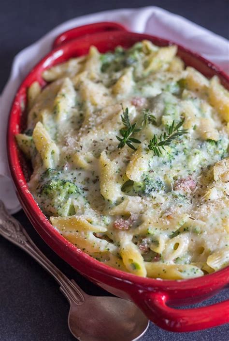 Creamy Broccoli Bacon Penne Casserole - An Italian in my Kitchen