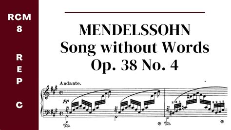 Mendelssohn Song Without Words Op No Rcm Level Repertoire