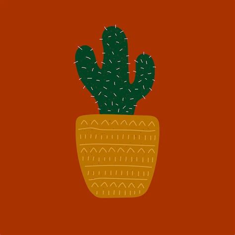 Un Cactus En Una Maceta Con Un Patr N Vector Premium