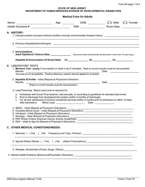 Medical Form Sample In Word And Pdf Formats