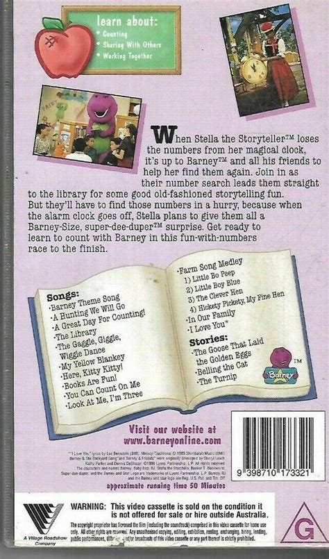 Barney Its Time For Counting Vhs Barneys The Dinosaur 1998 Video Tape