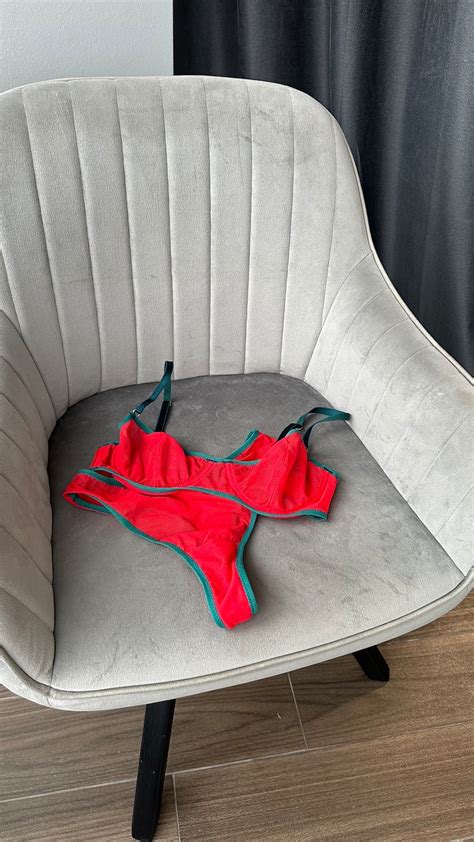 Mesh Red Sheer Lingerie Set With Green Details Lingerie Mesh Bra Sexy Bra Erotic Minimalist