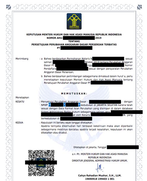 inilah  perubahan nama pt