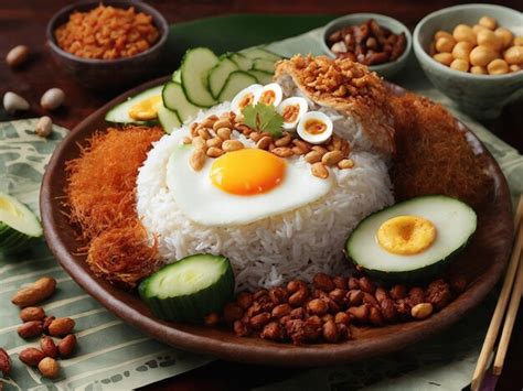 Premium AI Image | a bowl of rice with eggs and rice