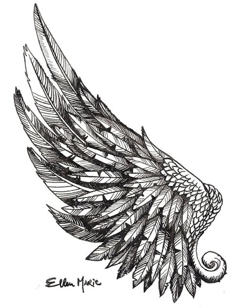 Angel Wings Wrapped Around Drawing