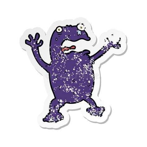 A Creative Retro Distressed Sticker Of A Cartoon Poisonous Frog Stock