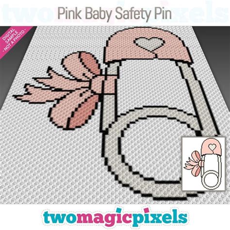 Pink Baby Safety Pin Crochet Graph Cross Stitch C2c Mini C2c Sc Hdc