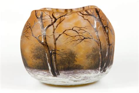 Proantic Vase Daum Nancy Paysage Hivernal