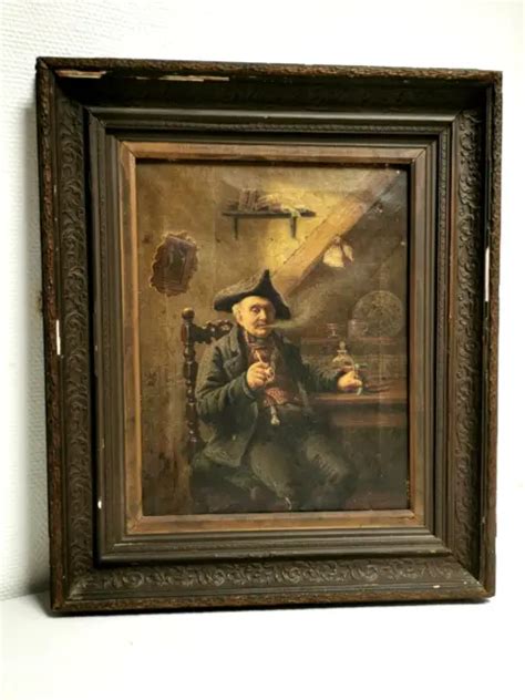 ANCIEN TABLEAU HUILE sur Toile signée OTTO EERELMAN 99 Fumeur de pipe