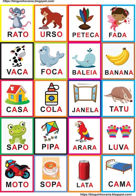 Fichas De Palavras - Mini fichas de palavras - Parte 1 | Jogos de rimas, Atividades de ...