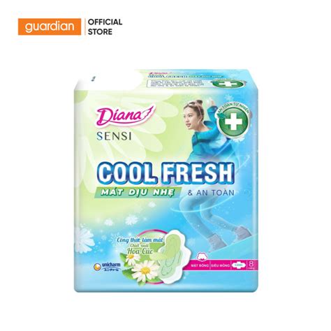 Băng Vệ Sinh Mát Dịu Diana Sensi Cool Fresh Siêu Mỏng Cánh 8 Miếng