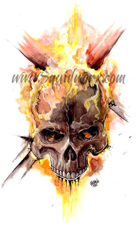 Ghost Rider Skull Tattoo Ghost Rider Etsy UK
