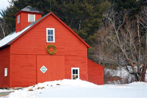 Pics For Winter Farm Scene Red Barn Snow Stock Photos, Pictures ...