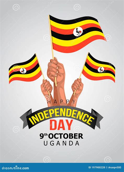 UntitleUganda Flag and Hand on White Background. Happy Independence Day ...