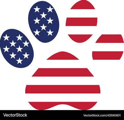 Dog Paws With The Usa American Flag Filled Within Vector Image