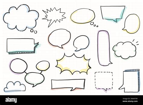 Hand Drawn Speech Bubble Doodle Element Vector Set Stock Vector Image