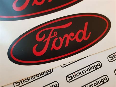 6 X FORD STICKERS BLACK & RED - Stickerology