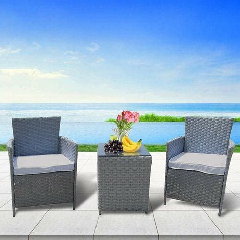 Furniture One Rattan Bistro Set Garden Chair Table Patio Outdoor