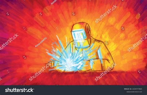 Welding Process Vector Illustration Industrial Construction Stock ... 