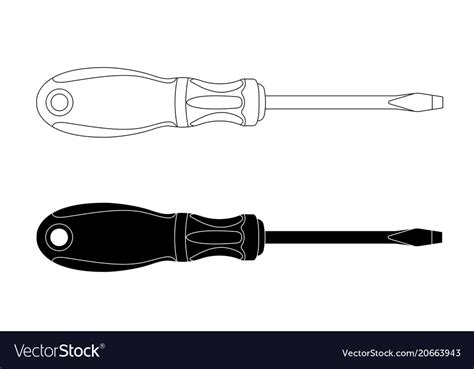 Screwdriver Outline Black And White Drawings Vector Image