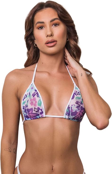 Amazon Wicked Weasel Oasis Mesh Sexy Tri Top Bikini Swimsuit Adjustable String Tie Sheer