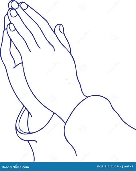 Sketch of Praying or Doing Namaste Hands Outline Editable Illustration ...