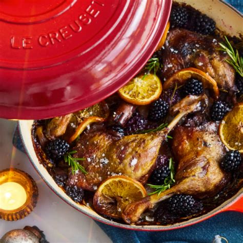 Slow Cooked Duck Legs With Blackberries Orange And Cinnamon Taste