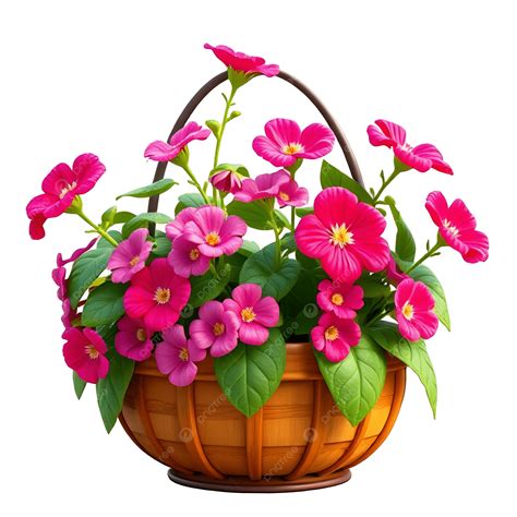 Rustic Basket Of Bright Geranium Blooms, Geranium, Geranium Flower