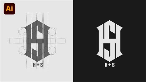 Cara Membuat Logo Monogram Inisisal H S Di Adobe Illustrator Youtube