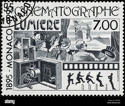 Cinematograph of Lumiere brothers on postage stamp Stock Photo - Alamy