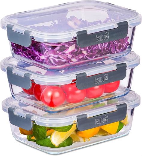 Igluu Meal Prep Lot De R Cipients En Verre Avec Couvercles Anti