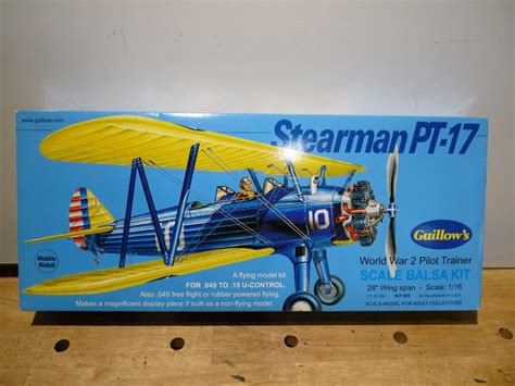 Guillows Stearman Pt 17 Scale Balsa Flying Model Wwii Primary