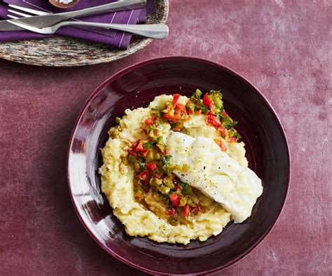 Sellerie Kartoffelstampf Mit Kabeljau Und Paprika Salsa Cookidoo