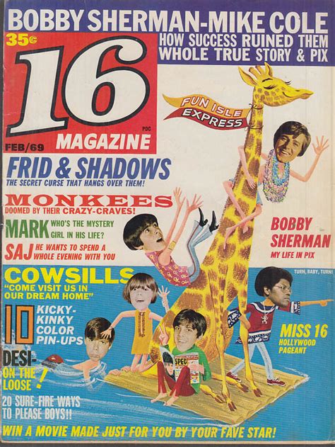 16 2 1969 Bobby Sherman Mike Cole Monkees Dark Shadows Cowsills Sajid