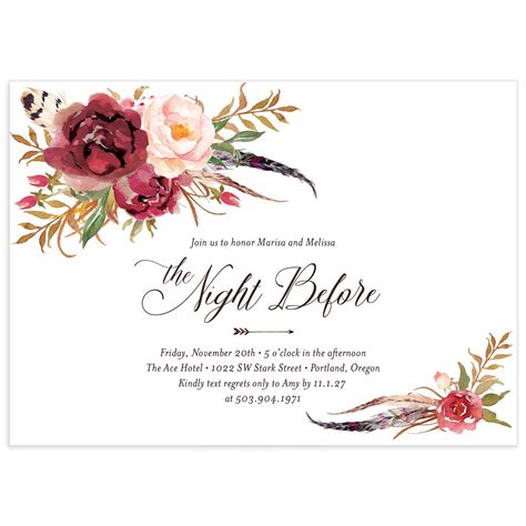 Bohemian Floral Wedding Invitations