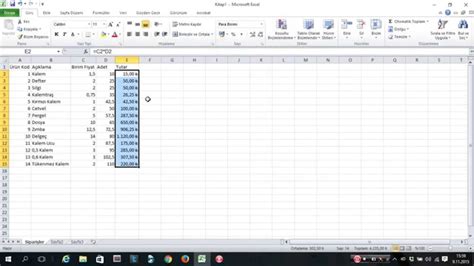 Excel De Basit Hesaplama Y Ntemi Youtube