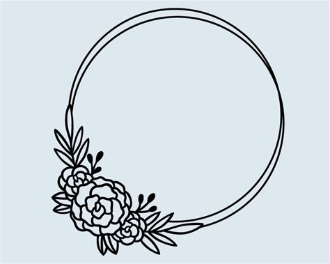 Round Flower Frame Svg Border Svg Round Frame With Flowers Etsy Australia