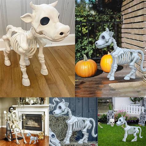 QJUHUNG Halloween Skeleton Dog Prop Animal Bones Party Shop Decoration ...