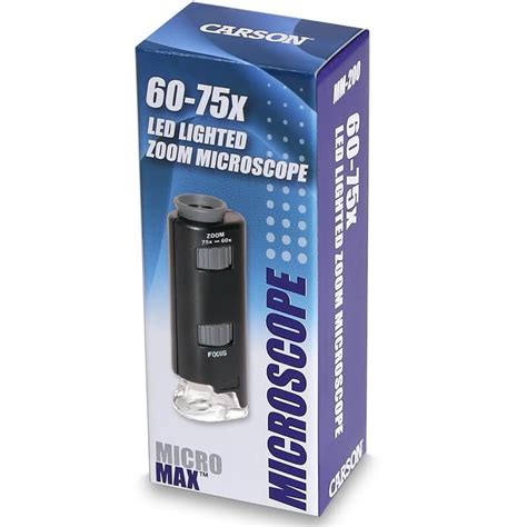 Ултра малък LED микроскоп с увеличение от 60 до 75 пъти Carson MicroMax ...