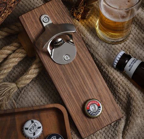 Wall Mount Wooden Fridget Magnetic Metal Beer Bottle Opener China