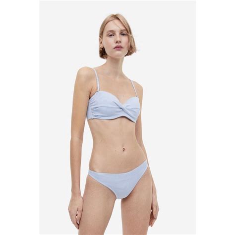 H M Balconette Bikini Top In Light Blue Stripes Women S Fashion